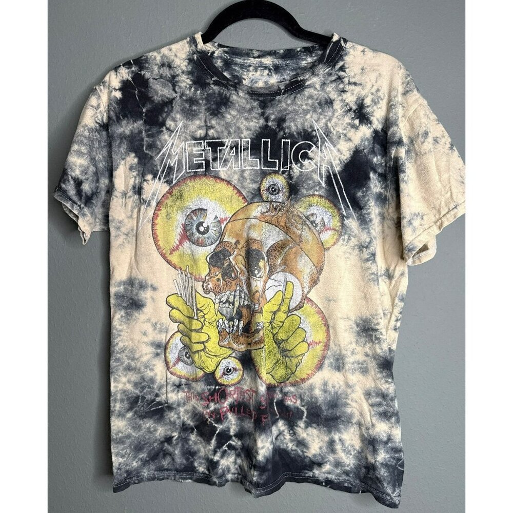 Metallica The Shortest Straw Double Sided Pushhead Tie Dye T-Shirt Adult Medium